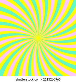 Striped spiral hypno background, abstract colorful retro design