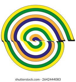 Striped spiral icon. Colorful ring shape. Bold curve figure. Vector abstract form.