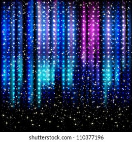 Striped spotlights vector background.