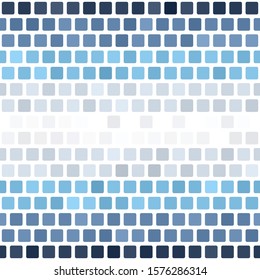Striped square background. Seamless vector pattern - blue, gray and white rounded squares on white backdrop