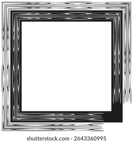 Striped square frame. Alternating border shape. Vector linear geometry. Abstract monochrome form.
