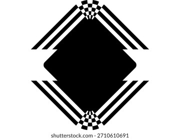 Striped square frame. Sport vector pattern of black stripes on a white background. Modern design element for advertising, interior, packaging, games. Vector background of lines. Basis for sticker