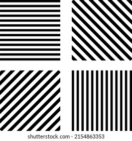 Striped square pattern horizontal stripes, vertical stripes. diagonal stripes in square. vector template set.Striped square - horizontal, vertical diagonal in the square, for print or design.