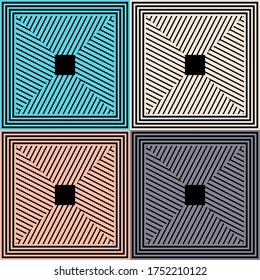 Streifen-Quadrate Nahtloses Muster. Geometrie. Design mit manueller Schraffur. Textil. Ethnische Boho-Ornament. Vektorgrafik für Webdesign oder Print.