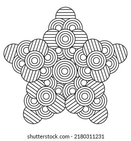 Striped star made of circles, contour pattern