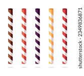 Striped straw for drinking. Flat style. A paper tube for drinks. Drinking tube for cafes, menus, packaging design and decor.