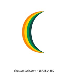 Striped stylized moon. Vector illustration