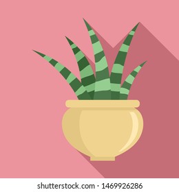 Striped succulent icon. Flat illustration of striped succulent vector icon for web design