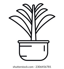 Striped succulent icon outline vector. House pot. Garden flowerpot