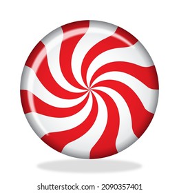 Striped sugar candy. Striped peppermint candy isolated on white background. Vector illustration for new years day, sweet-stuff, winter holiday, dessert, new years event