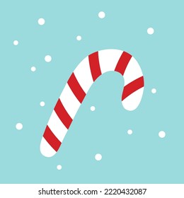 Striped sugar stick. Striped candy, lollipop. Decorative element for postcards, greetings, invitations, scrapbooking. New Year Christmas.