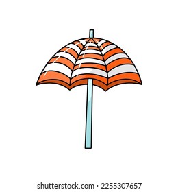 Striped summer vacation sun umbrella clipart parasol drawing relaxation beach tanning vector illustration isolated on a white background