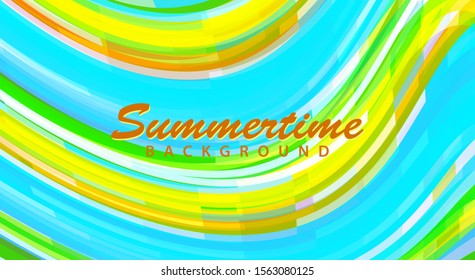 Striped summertime background. Abstarct vibrant vector graphic pattern with technicolor wavy stripes