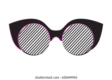 Striped sunglasses, logo, design, stencil, vector illustration