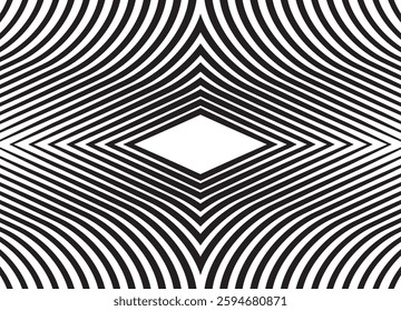 Striped symmetrical black and white background from lines, a strict geometric pattern. for modern design, prints, packaging and graphic projects. Vector graphics
