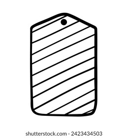 Striped tag icon. Element for notes and planner. Tab for books. Vector illustration in doodle style.