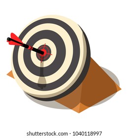Striped target icon. Isometric illustration of striped target vector icon for web