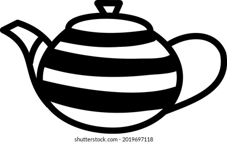 Striped Teapot, illustration, vector on a white background.