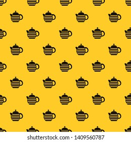 Striped teapot pattern seamless vector repeat geometric yellow for any design