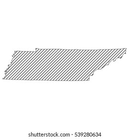 Striped tennessee  map isolated on white