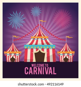 Striped tent of carnival design