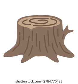 Striped texture tree stump vertical bark lines lumber industry icon flat vector