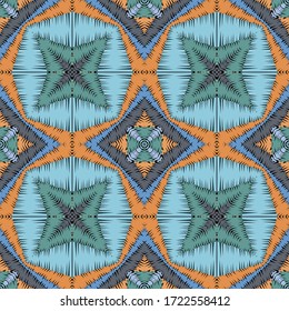 Striped textured grunge vector seamless pattern. Tapestry geometric modern background. Embroidery repeat abstract backdrop. Symmetrical stripes ornaments. Embroidered texture. Elegant ornate design.