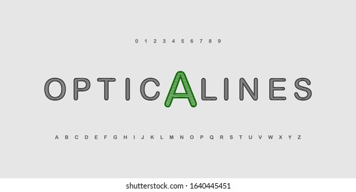 Striped thin slim line alphabet fonts and numbers fonts. Texture effect font. Vector illustration