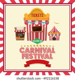 Striped ticket tent of carnival design