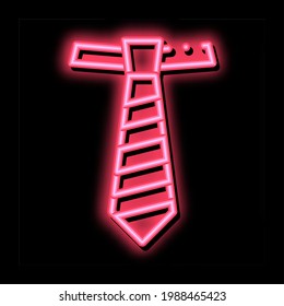 Striped Tie neon light sign vector. Glowing bright icon Striped Tie Sign. transparent symbol illustration