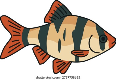 Striped tiger barb fish vector illustration