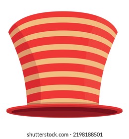 Striped top hat icon cartoon vector. Santa xmas. Costume claus