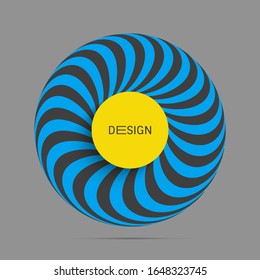 Striped torus. Abstract design element. Optical art. Vector illustration.