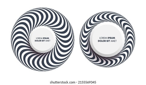 Striped torus. Abstract design element. Optical art. Vector illustration.