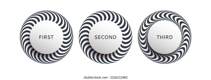 Striped torus. Abstract design element. Optical art. Vector illustration.
