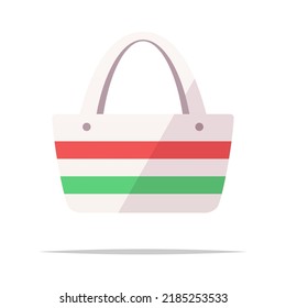 Striped tote bag vector isolated illustration