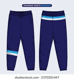 Striped training pants template front and back view