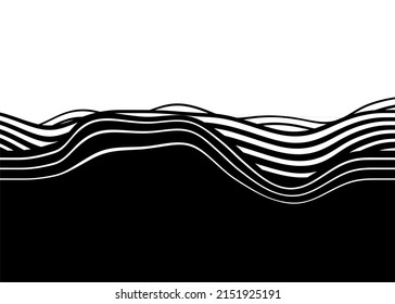 Transición de rayas de negro a blanco con líneas onduladas abstractas. Patrón moderno. Fondo del vector