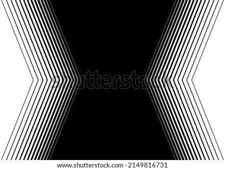 Striped transition from black to white with thin lines in the form of arrows. Modern pattern. Modern vector background