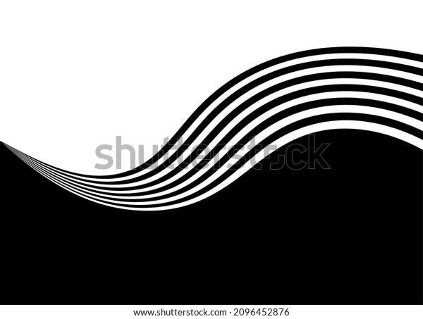 Striped transition from black to white with\
wavy lines. Modern vector\
background