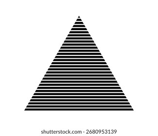 Forme de triangle rayé isolée sur fond blanc. Figurine pyramidale à rayures. Forme triangulaire. Elément de conception géométrique simple. Illustration graphique d'Image vectorielle.