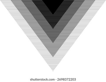 Padrão de vetor triangular listrado, preto sobre fundo branco. Elemento de design moderno de linhas. Fundo de vetor para capas, publicidade, embalagem. Abstrato geométrico.