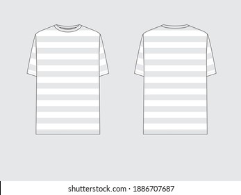 striped t-shirt, front and back, drawing flat sketches with vector illustration by sweettears