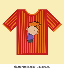 striped t-shirt with a picture of a boy