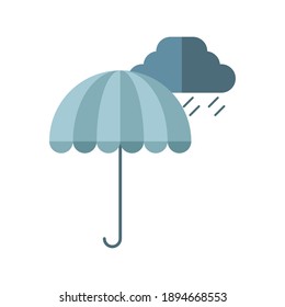 striped umbrella with cloud and rain design, rain and weather theme Vector illustration