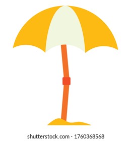 paraguas de rayas diseño de iconos de estilo plano, playa de verano y tema meteorológico Ilustración vectorial