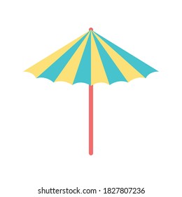 striped umbrella flat style icon design, summer beach and weather theme Vector illustration