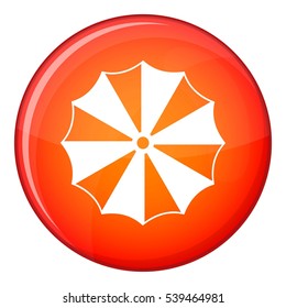 Striped umbrella icon in red circle isolated on white background vector illustration