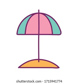 striped umbrella line and fill style icon design, summer beach weather object meteorology parasol fashion accessory comfort and climate theme Vector illustration