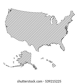 Striped united states map isolated on white